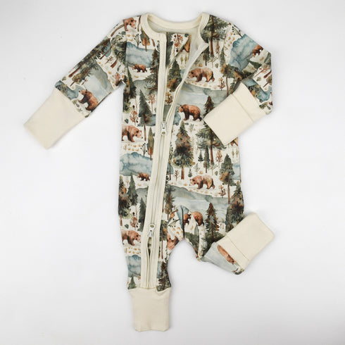 Organic Cotton Baby Pajamas 2-Way Zip Front Zipper Sleeper, Crispin Organic Earthy Clothing